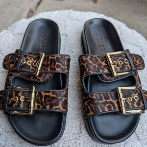 J. Crew Leopard Print Adjustable Strap Sandals Size 6